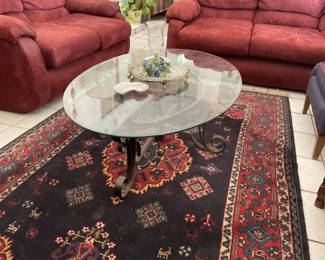 Beautiful Persian rug Glass oval coffee table