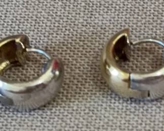 2 Tone Hugger Earrings Stamped 925 Pierced