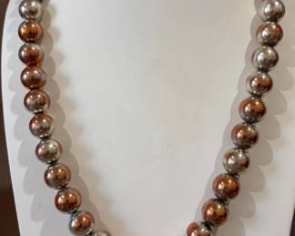 Unique Ball Necklace Copper Silver Colored