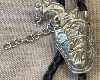 Bolo Tie With Holster And Removeable Pistol