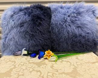 Blue Fluffy Pillows Flowers