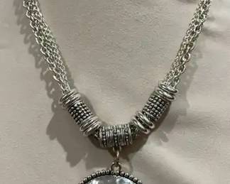 Hammered Medallion Statement Necklace