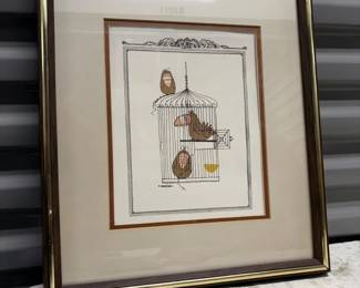 Vintage M. Baldasaro Artwork Birdcage