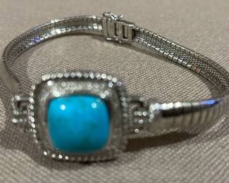 925 Stamped Braclet With Turquoise Like Stone