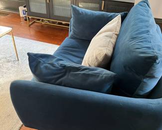 recently purchased blue velvet chair