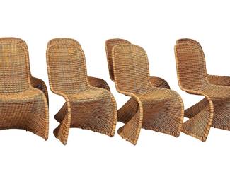 Danish Mid-Century Wicker Dining Chairs