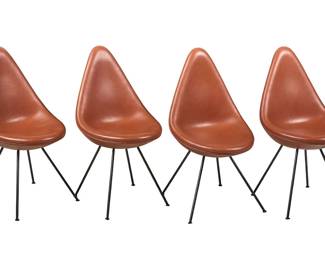 Arne Jacobsen for Fritz Hansen Leather Drop Chairs