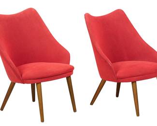 Red Danish Mid-Century Chairs