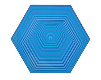 Arnold Goldberg, Blue Op Art Painting