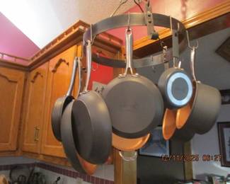 Unused skillets and pans