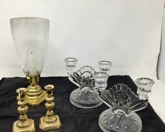 Baldwin Brass And Glass Candlestick Holders