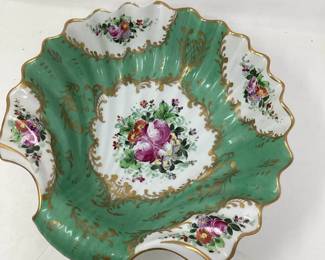 Sevres shell shaped bowl hand painted porcelain