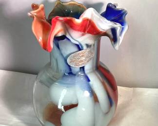 Vintage Handmade Sunset USA Spiro Glass Vase