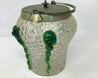 Loetz Signed Glass Biscuit Barrel Austria