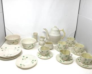 Belleek Of Ireland Tea Cups, Pot And Dishware