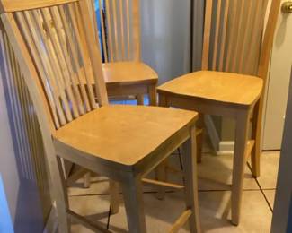 Three High Barstools With Backs