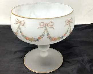 Vintage Norleans, Italy, Frosted Glass Compote