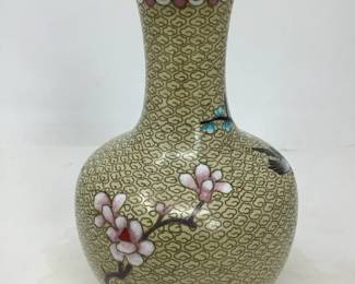 Vintage Chinese Cloisonné Vase with Plum Blossoms
