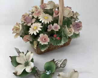 Capodimonte Porcelain Floral Basket