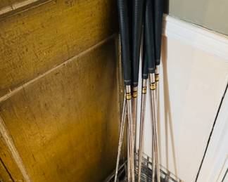  Dynamite and Gold Taylor Made golf clubs