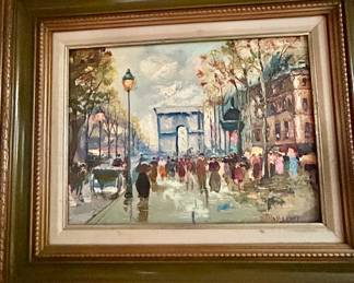 Vintage, framed Parisian street scene~ Arc de Triomphe