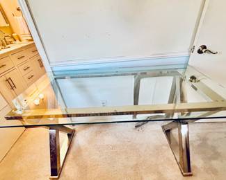 Contemporary glass and chrome dinning table or desk
