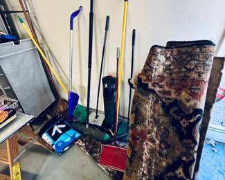 Swifters, mops, rugs 