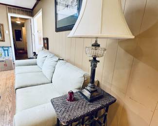 Wicker wine rack end table