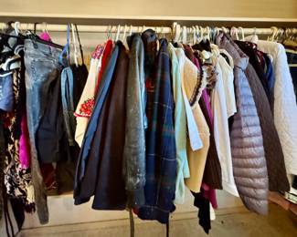 Loads of women's clothing, coats, dresses