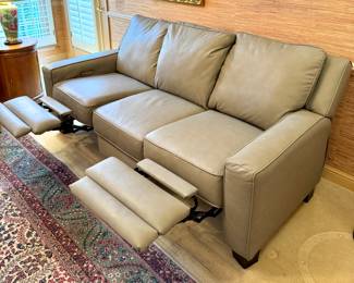 Relax after estate sale shopping. (Gray leather dual-sided electric recliner with charging ports- 82”x39”x38”- $600- you move)