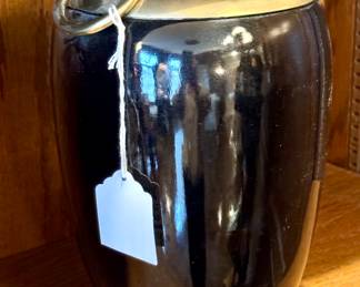 Vintage art deco Japanese acrylic, metal, and wood vase. 11” high. $60.