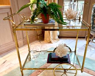 Vintage brass bar cart,36x19x33”. $400.