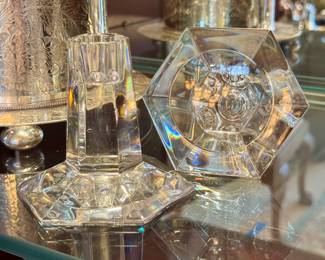 Tiffany & Company Frank Lloyd Wright crystal taper holders. Pair. $120.