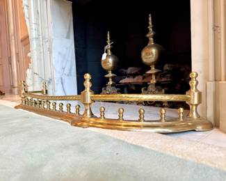 SOLD Vintage brass fireplace fender.45x12”.