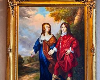 Large format hand-painted oil; reproduction on canvas. 3.25”x4’ with light. $1500.