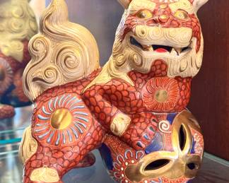 Pair of Chinese porcelain Foo dogs. $200.