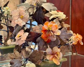 SOLD Vintage Chinese quartz stone glass bonsai tree. 14” high.