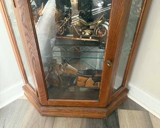 Collector Motorcycles and Curio Corner Cabinet