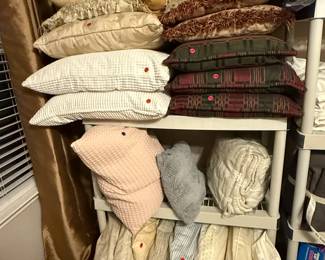 Lots of pillows, some with covers from Ikea.