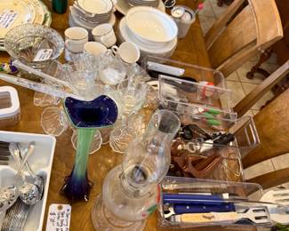 More dishes, 84 piece flatware set, utensils, etc.