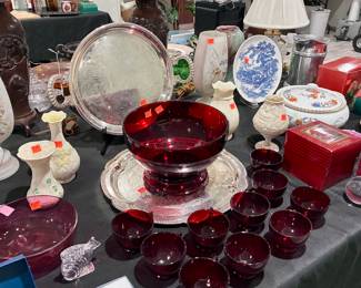 1960s Anchor Hocking Royal Ruby punch set