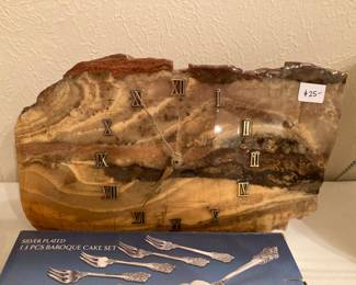 stone slice clock, cake set