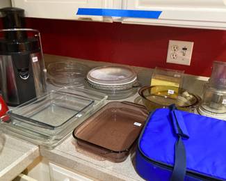 Pyrex pans, pies, Sharper Image juicer