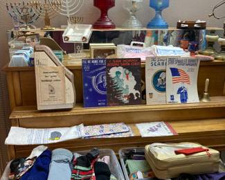 menorahs, oil lamps, zither, sheet music