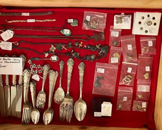 Reed and Barton “French Renaissance” sterling flatware, sterling and gold jewelry