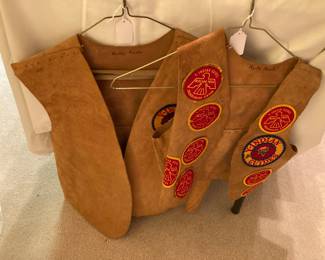 vintage Y-Indian Guides adult and youth leather vests with patches
