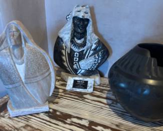 Jemez Pueblo Black Pottery by Gabriel Gonzales and two other notable artists
