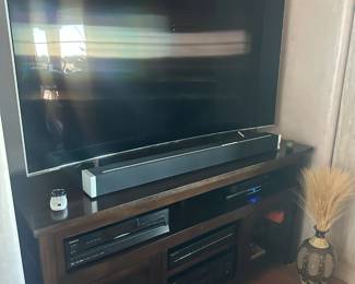 Curved 65” Smart Samsung TV , Sound Bar and Console