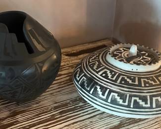 Jemez Pueblo Black Pottery by Gabriel Gonzales and Salmon Ruin – Mesa Verde, reproduction Pottery