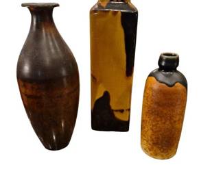 Set of 3 Brown Vases